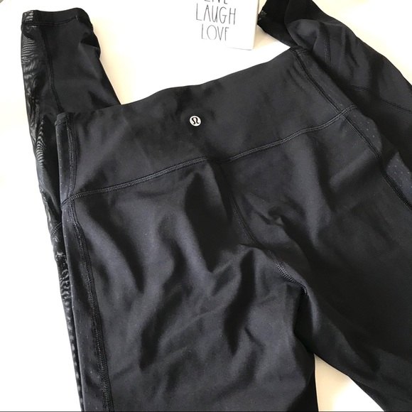 lululemon athletica Pants - Lululemon Body Con black tight leggings mesh 8